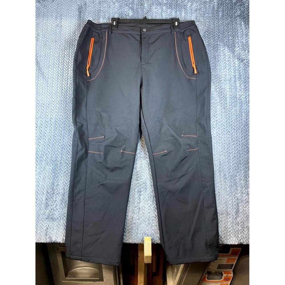 Outdoor Sports Hiking Pants Mens 3XL Fleece Lined Softshell High Rise Black